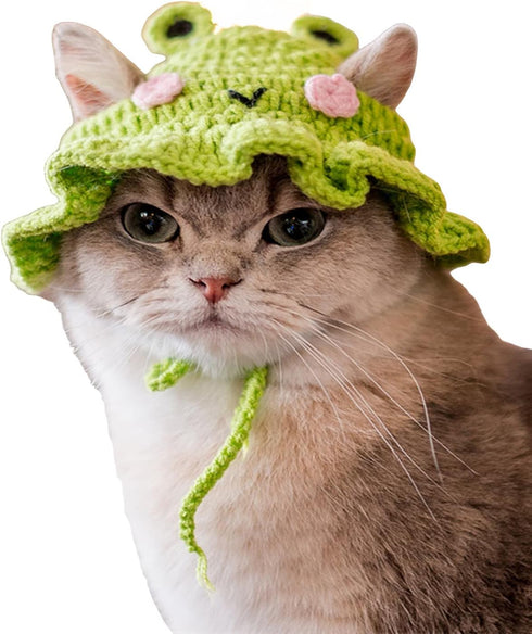 QWINEE Cartoon Design Knit Cute Dog Hat Soft Cat Hat Rabbit Hat Halloween Christmas Party Costume Head Wear Accessories for Puppy Cat Kitten Small...