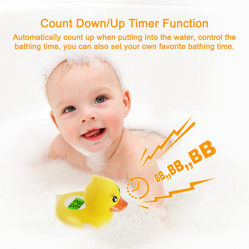 Baby Bath Thermometer (Sponge Upgraded Set),The Infant Baby Bath Floating Toy Safety Temperature Duck Thermometer...
