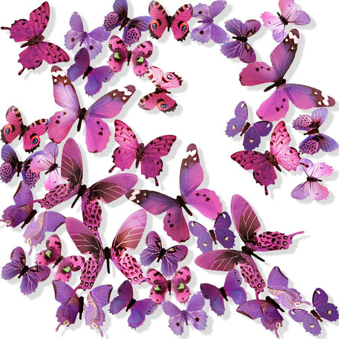 Ewong Butterfly Wall Decals, 36PCS 3D Butterflies Home Decor for Room, Wall Sticker for Girls Room Kids Bedroom Bathroom Baby Nursery Decoration (...