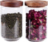 LEAVES AND TREES Y Glass Tea Canister, 25 FL OZ/ 750ml Bulk Food Storage Jar with Airtight Acacia Lid, Glass Food Container for Loose Leaf Tea, Co...