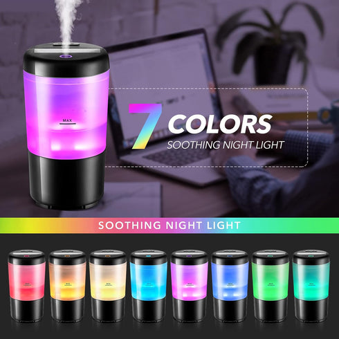 One Fire Car Diffuser Desk Humidifier - 7 Color Car Diffusers for Essential Oils, Portable Travel Humidifier...
