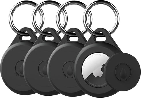 Airtag Keychain Holder Case for Apple Airtag, 4 Pack of IPX8 Waterproof, Fully Shockproof, Anti Scratch Airtag Holder Case for Key, Kid, Bag, Lugg...