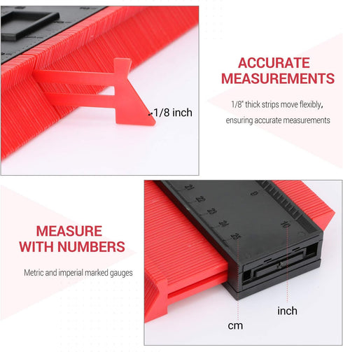 Contour Gauge Duplicator 10 Inch Profile Gauge Measure Ruler Contour Duplicator Plastic Irregular Ruled Deep Contour Copy Gauge for Precise Measur...