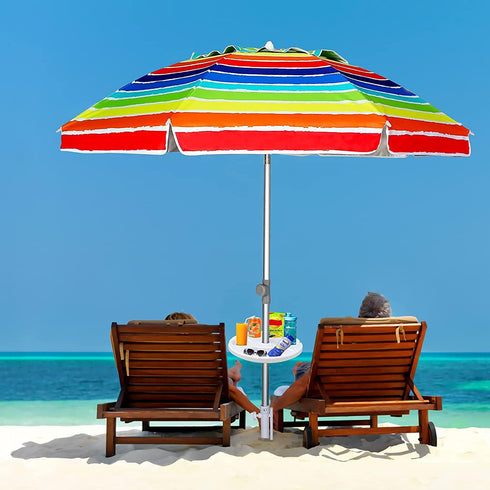 AMMSUN 13" Beach Umbrella Table Tray for Beach, Patio, Garden, Swimming Pool with Cup Holders, Snack Compartments White...