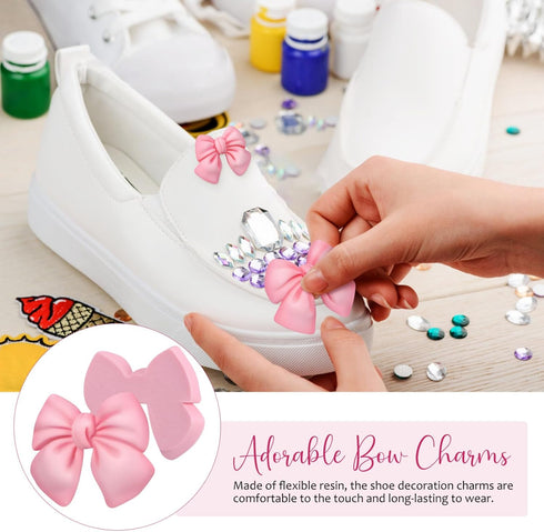 8Pcs Pink Bows Shoe Charms, DIY Bowknot Sandals Decorations, Pink Sandals Charms, Fashion Charms for Shoe, Easy to Install for Women Girl Party (R...
