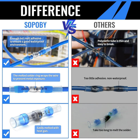 400PCS Solder Seal Wire Connectors, Sopoby Self Soldering Heat Shrink Butt Connector Solder Sleeve Waterproof Insulated Electrical Butt Splice Wir...