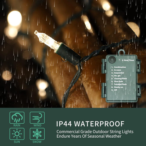 50 LED Outdoor Christmas Lights, 17 FT Battery Operated Mini String Lights with 8 Modes & Timer, Xmas Tree Lights Waterproof for Patio Garden Part...