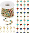 Pandahall 13.12 Feet Rhinestone Heart Links Chains Colorful Crystal Glass Heart Golden Chains Unwelded Jewelry Chains for Bracelet Necklace Jewelr...