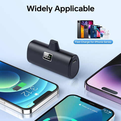 LENUTO Small Portable Charger for iPhone, with Built-in iOS Connector, 6000mAh 20W Fast Charging Mini Power Bank with LCD Display, Compatible with...