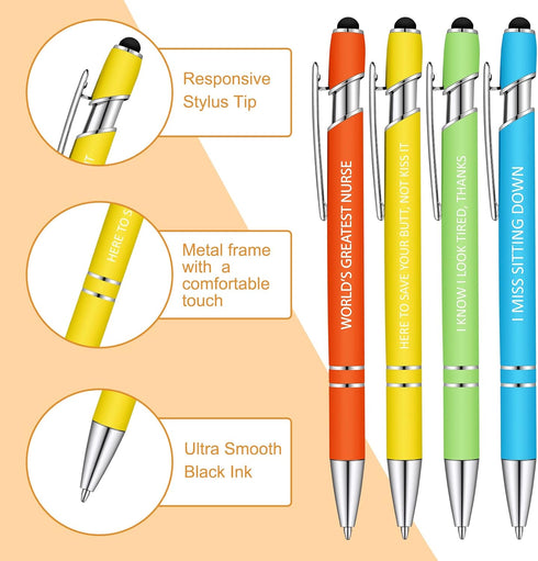 Teling Funny Nurse Pens Ballpoint Pen for Nurses Appreciation Gifts Inspirational Ballpoint Pens Gifts for Nurse Black Ink Women Men Medical Assis...