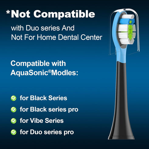 Replacement Toothbrush Heads 8 Pack for AquaSonic Black Series for Vibe Series Black Series pro, and for Duo Series pro Electric Toothbrush,Balck...