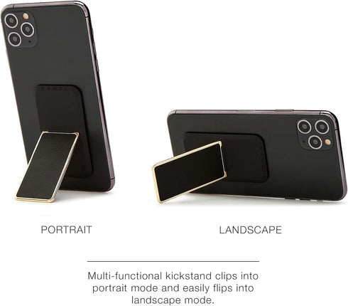 HANDL New York Black and Gold Professional Leather Collection HANDLstick Grip and Stand for Smartphone...