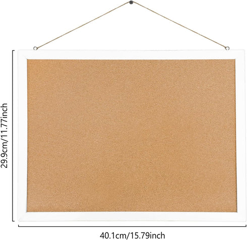 Cork Board Bulletin Board, 15.7"X 12" Cork Board, Rectangle White Oak Wood Finish Frame, Wall Mounted Cork Board for Office Home and School(Pins, ...