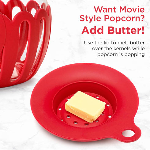 Ecolution Patented Micro-Pop Microwave Popcorn Popper with Temperature Safe Glass, 3-in-1 Lid Measures Kernels and Melts Butter, Made Without BPA,...