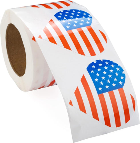 250 American Flag Heart Stickers -Patriotic Decals for Events, Celebrations, and Decorations -...