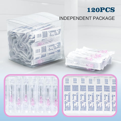 120Pcs 18Gauge Dispensing Needles 1 Inch with Cap Individually Wrapped Sealed for Scientific Labs, Measuring Refilling, Industrial Dispensing Acce...