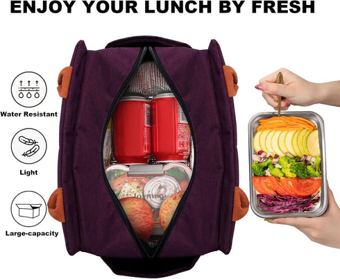 Joymee Lunch Bag Women Insulated Lunch Box Reusable Leakproof Large Spacious Cooler Tote for Women Men Adult with Bottle Holder and Side Pockets f...