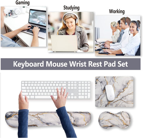 ArtSo Keyboard Wrist Rest and Mouse Pad with Wrist Support Set Ergonomic Coaster, Memory Foam Mousepad Non-Slip Rubber Base Durable Comfortable fo...