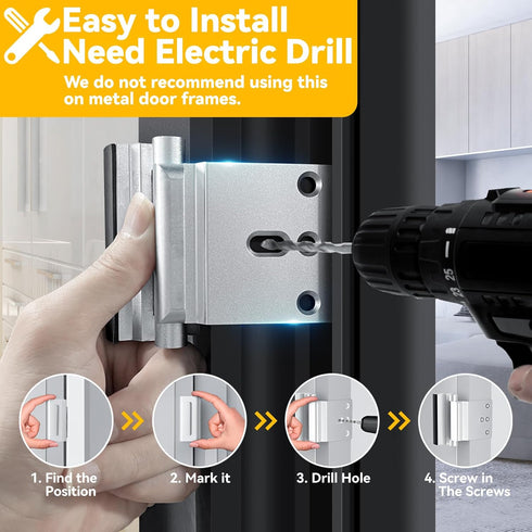 Rerishom 2 Pack Door Lock Withstand 800 lbs for Inward Swinging Door,Door Reinforcement Lock with 8 Screws to Prevent Unauthorized Entry, Child Pr...