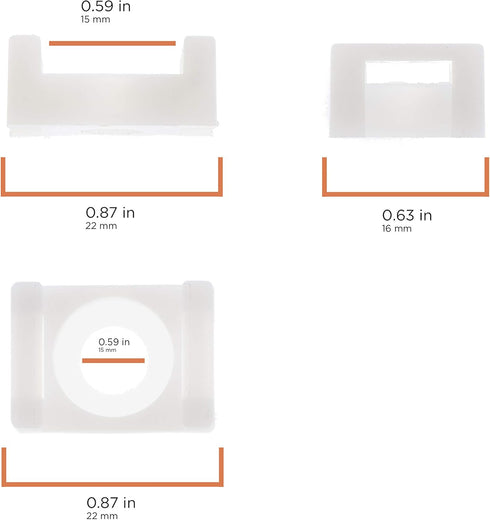 THE CIMPLE CO Cable Tie Base Saddle Mount Wire Holder Organizer - Wire Bundle Zip Tie Mounting Block - White - 100 Pack...