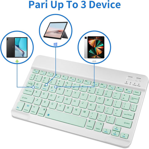 Portable Mini Wireless Bluetooth Keyboar for Apple iPad iPhone Samsung Tablet Kindle Fire HD 10/8/Fire Max 11 Keyboard 10-Inch Green...