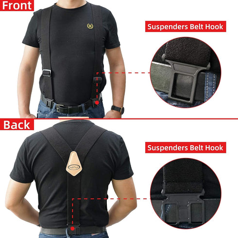 MELOTOUGH Belt Clip Suspenders with Fully Elastic with Hook End Non-Metal Plastic Clip Suspenders...