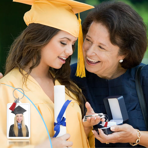 Henoyso Rectangle Acrylic Keychain Blanks Acrylic Photo Keychain Picture Frame Keychain with Tassels, 2 x 3 Inch...