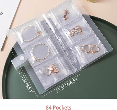 Travel Jewelry Case Organizer Display, PVC Waterproof Foldable Jewelry Storage Roll for Earrings, Necklaces, Rings, Bracelets, Brooches...
