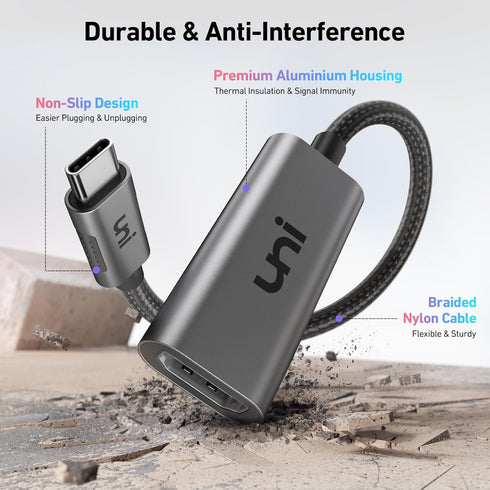 uni USB-C to HDMI Adapter 4K@60Hz, Thunderbolt 3/4 to HDMI Adapter, Type C HDMI Converter, Compatible with MacBook Pro/Air 2022, iPad Pro/Air, Sur...