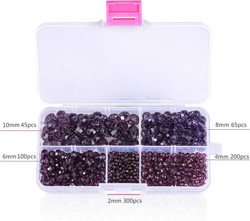 Faceted Crystal Glass Beads - Suitable for DIY, Making Bracelets, Necklaces and Other Jewelry (Violet)...