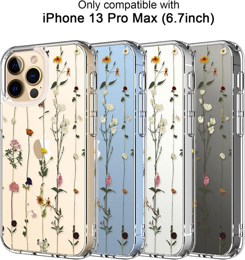 ICEDIO for iPhone 13 Pro Max Case with Screen Protector,Slim Fit Crystal Clear Cover with Fashionable Designs for Girls Women,Protective Phone Cas...