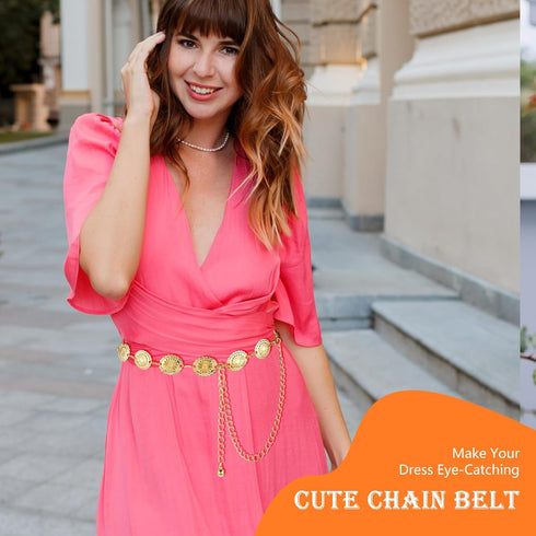 Western Metal Concho Belt, Hollow Out Daisy Chain Belt Adjustable Boho Waist Chain Country Concert Outfit for Dress...