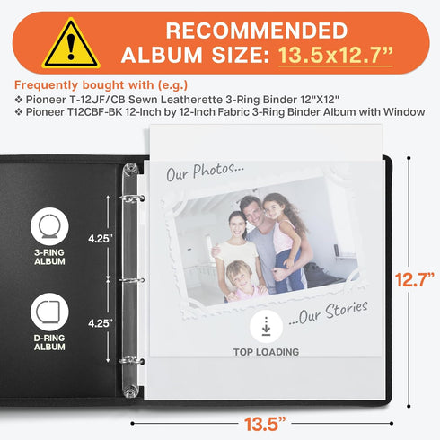 Dunwell Scrapbook Refill Pages 12x12 - (10 Pack) Super Heavyweight, Fits 3 Ring Scrapbooking Binders 12 x 12, Standard 12x12 Photo Album Refill Pa...