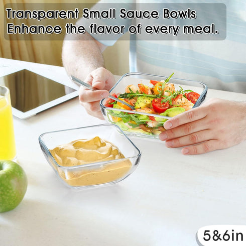 NUTRIUPS Glass Bowl Glass Mixing Bowls Set Glass Salad Bowls Glass Cereal Bowls Glass Serving Bowls Microwave Safe Clear Glass Bowls for Mixing, S...