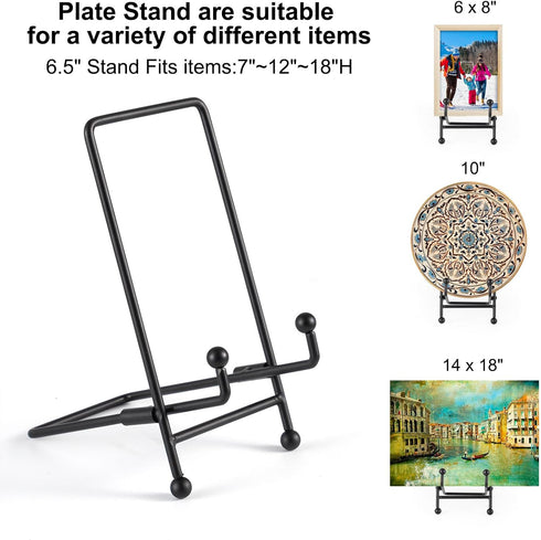 Plate Stand 3 Pack Display Stand Metal Book Holder Stand Black Picture Holder Stand Small Plate Stand Metal Frame Plate Display Stand for Picture ...
