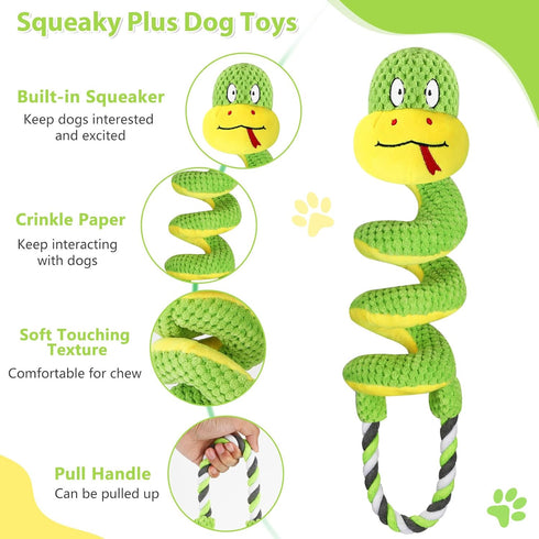 Squeaky Dog Toys for Large Dogs, Interactive Tug of War Puppy Toys with Pull Rope, Stuffed Pet Dog Toys with Soft Fabric Suitable for Small, Mediu...