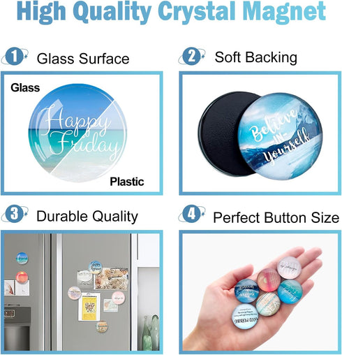 12Pcs Inspirational Fridge Magnets, Motivational Quote Glass Refrigerator Magnets, Crystal Fridge Magnets Decorative for Kitchen, School, Office W...
