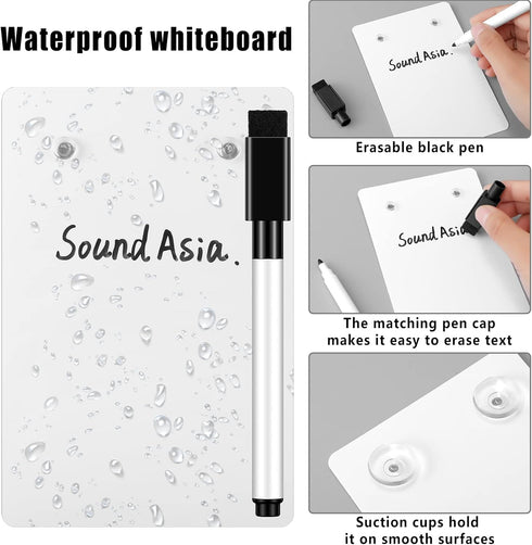 2 Pieces Shower Whiteboard with Suction Cup Waterproof Shower Board with Pen Waterproof White Board Writing on The Bathroom Wall with Pen for Home...