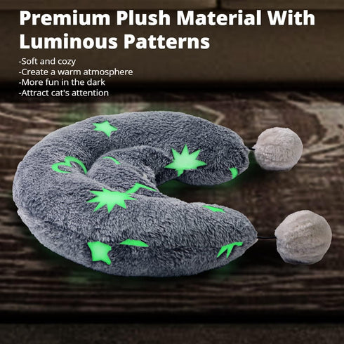 Happi N Pets Large Cat Pillow for Indoor Cats, Fluffy & Cozy Cat Calming Pillow with Two Toy Balls, Luminous Cat neck pillow, Half Donut for Joint...