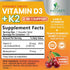 Vitamin D3 K2 as MK-7 with 2000iu of D3 & 75mcg K2, Vitamin K2 D3 Bone Strength Supplements Support Calcium Absorbtion for Teeth & Bone Health + M...