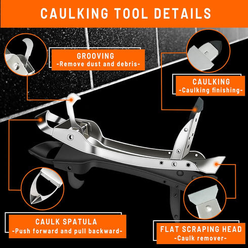 Caulking Tool Kit Stainless Steel Grout Removal Tool,4 in 1 Tile Caulk Remover Tool,Silicone Scraper Caulk Finishing Tools for Kitchen Bathroom Fl...