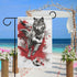 Wolf Playing Soccer Garden Flag Silver And Black House Yard Flag Seasonal Holiday Outside Holiday Decoration Home Decor Double Sided Flag 12x18inc...