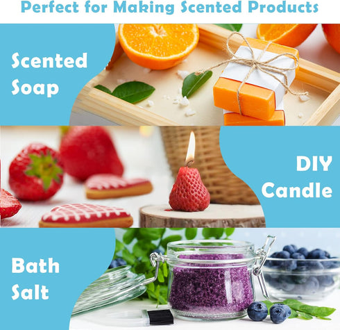 Fruity Fragrance Oil for Candle & Soap Making, Holamay Premium Essential Oils 5ml x 10 - Coconut, Strawberry, Mango, Pineapple, Summer Aromatherap...