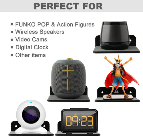 TXEsign Small Wall Shelf Speaker Stand, Mount for Webcam, Cell Phones, Mesh Router, Display Shelf Acrylic (Black)...