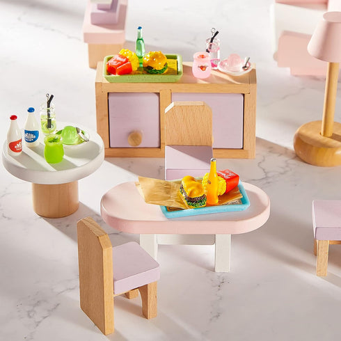 8 Set 20 Pieces Miniature Food Pretend Fast Food Play Toys Set Hamburger Fries Soda Pudding Milk Juice Doll Food Kitchen Accessory Toy for Kids Pa...