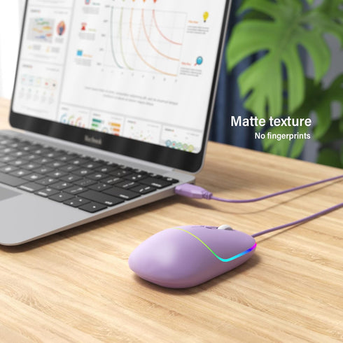 Wired Mouse, LED Computer Mouse Wired, 4 Adjustable DPI up to 6400 Ultra Silent Mouse, Optical Tracking USB Mouse Soft Rubber Corded Mouse for Lap...