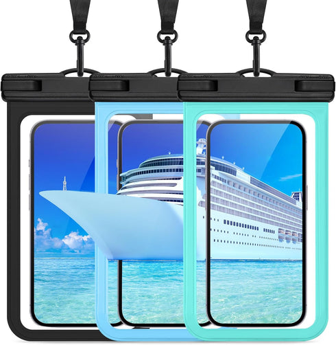 3-Pack Waterproof Phone Pouch, Cruise Ship 2024 Essentials Must Haves Dry Bag for Vacation Beach Travel Kayak Summer Accessories, Water Proof Case...