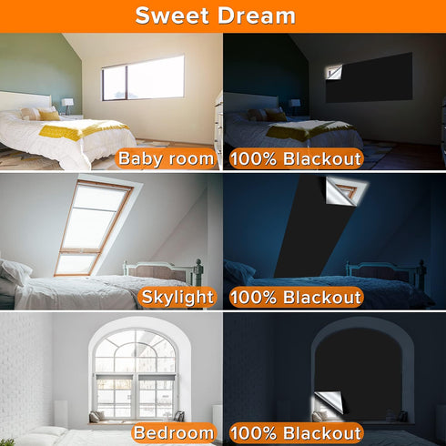 Portable Blackout Curtains, (79" x 57") Blackout Shades, 100% Portable Blackout Blinds for Any Window with 15 Pair Hook & Loop Tabs Stick-on, Temp...