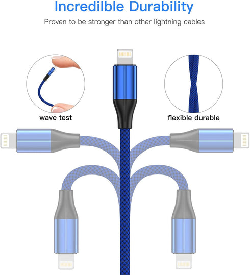 [MFi Certified Lightning Cable,3 Pack 3 Ft iPhone Charger Cable & Data Sync Fast 3 Foot Nylon Braided Cord Compatible with iPhone Xs max/xr/x/8/8 ...