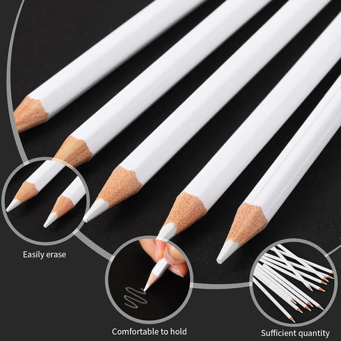 Outus Sewing White Fabric Pencil Bulk 24 PCS Dress Marker Tailor Pencil Water Soluble Pencil for Fabric Wipe Quilting Pencil Washable Marking Penc...